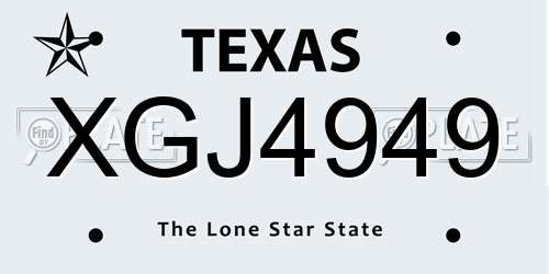 XGJ4949 Texas License Plate