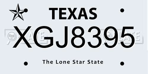 XGJ8395 Texas License Plate