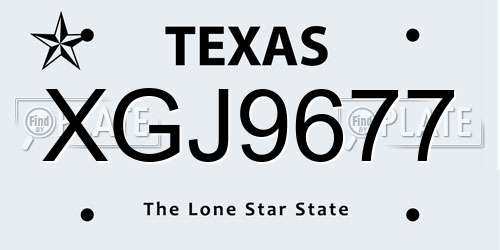 XGJ9677 Texas License Plate