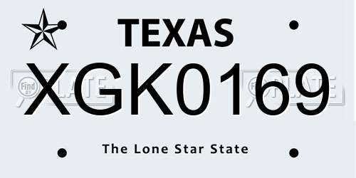 XGK0169 Texas License Plate