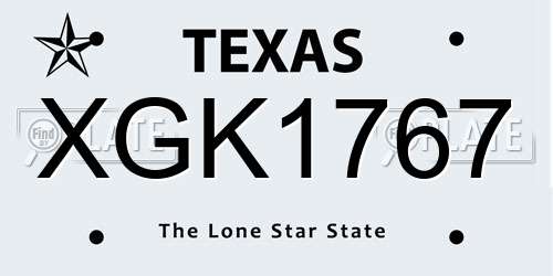 XGK1767 Texas License Plate