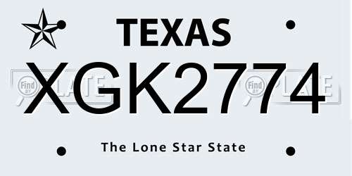 XGK2774 Texas License Plate