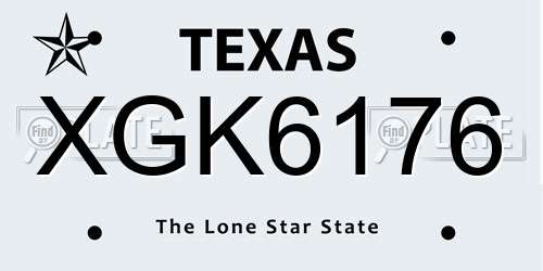 XGK6176 Texas License Plate
