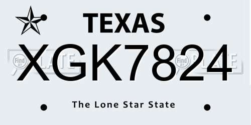 XGK7824 Texas License Plate