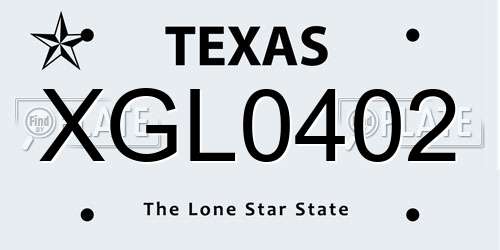 XGL0402 Texas License Plate