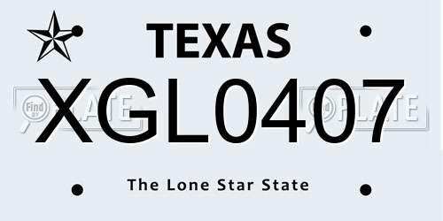 XGL0407 Texas License Plate