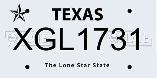 XGL1731 Texas License Plate