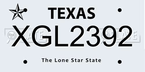 XGL2392 Texas License Plate