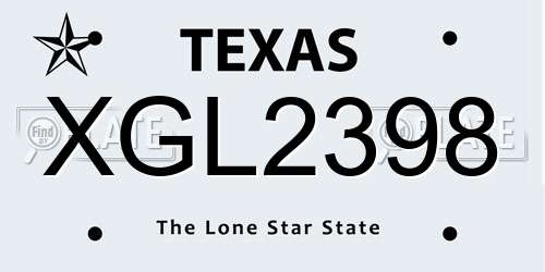 XGL2398 Texas License Plate