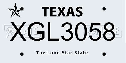 XGL3058 Texas License Plate
