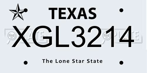 XGL3214 Texas License Plate