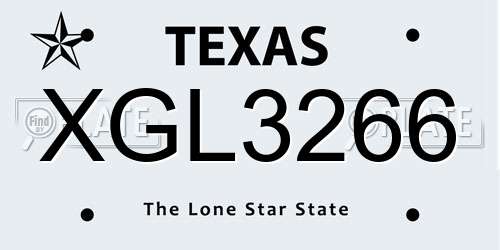 XGL3266 Texas License Plate
