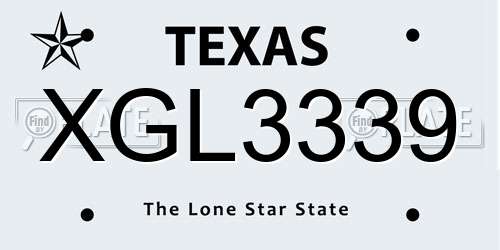 XGL3339 Texas License Plate