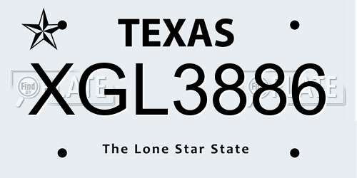 XGL3886 Texas License Plate