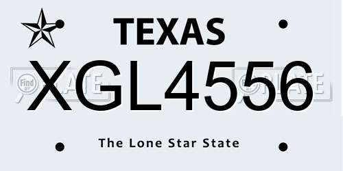 XGL4556 Texas License Plate