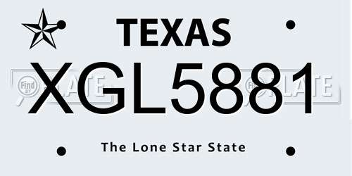 XGL5881 Texas License Plate