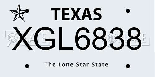 XGL6838 Texas License Plate