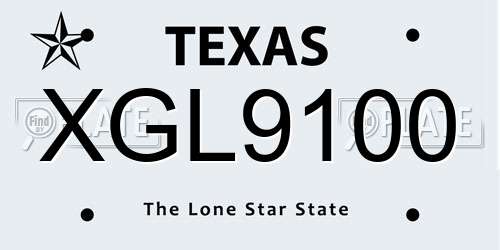 XGL9100 Texas License Plate