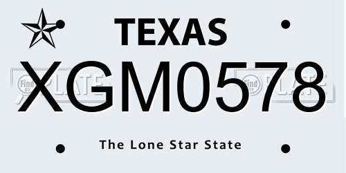 XGM0578 Texas License Plate
