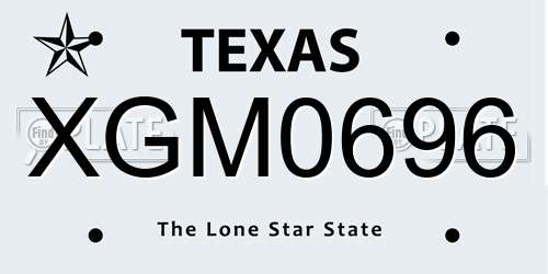 XGM0696 Texas License Plate