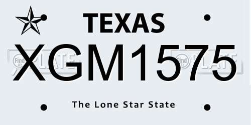 XGM1575 Texas License Plate