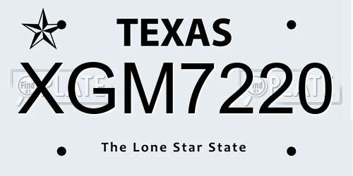 XGM7220 Texas License Plate