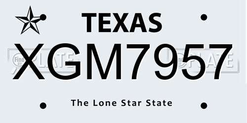 XGM7957 Texas License Plate