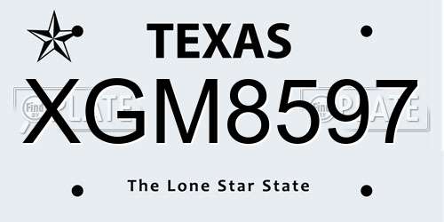 XGM8597 Texas License Plate
