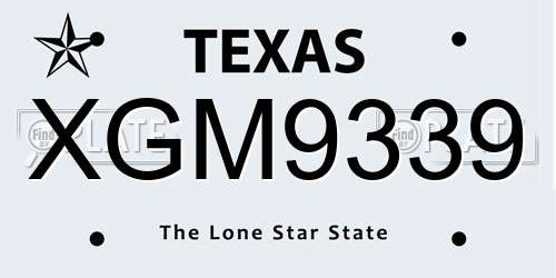 XGM9339 Texas License Plate