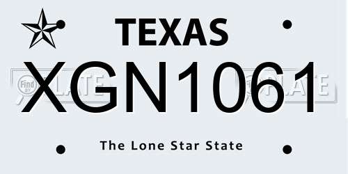 XGN1061 Texas License Plate