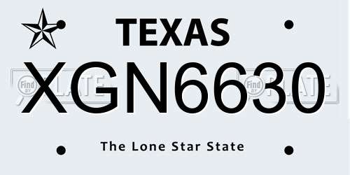 XGN6630 Texas License Plate