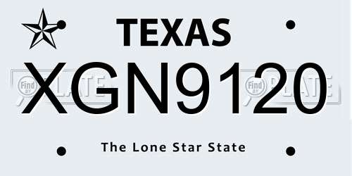 XGN9120 Texas License Plate