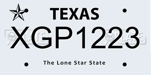 XGP1223 Texas License Plate