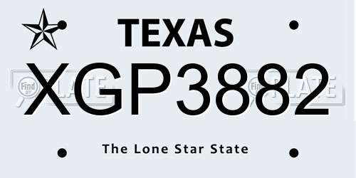 XGP3882 Texas License Plate