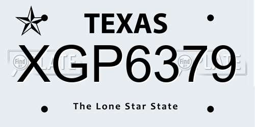 XGP6379 Texas License Plate