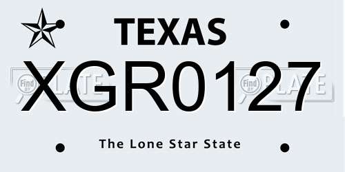 XGR0127 Texas License Plate