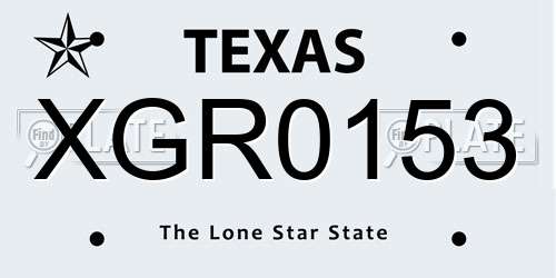XGR0153 Texas License Plate