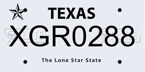 XGR0288 Texas License Plate