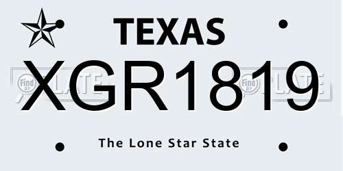 XGR1819 Texas License Plate
