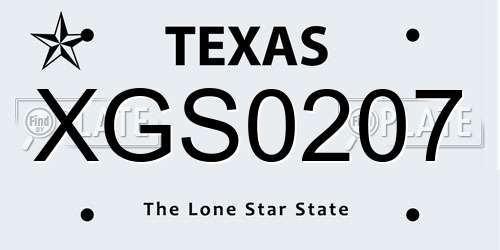 XGS0207 Texas License Plate