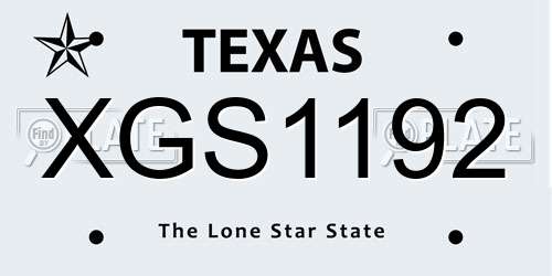 XGS1192 Texas License Plate