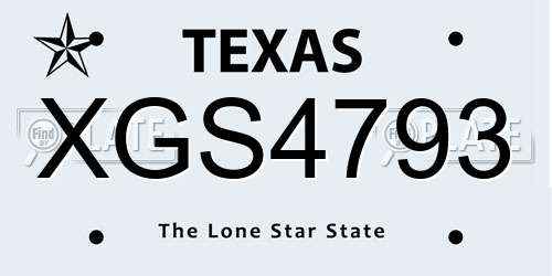 XGS4793 Texas License Plate
