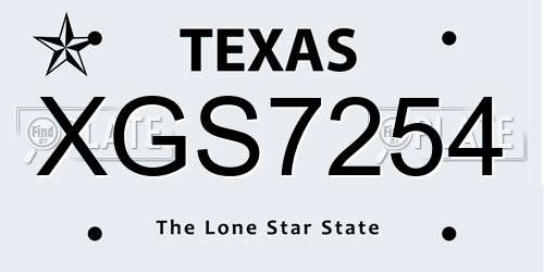 XGS7254 Texas License Plate