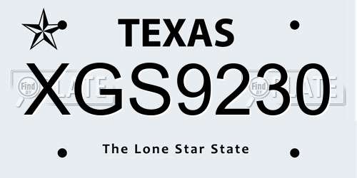 XGS9230 Texas License Plate