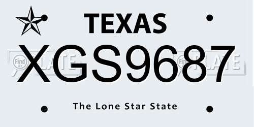 XGS9687 Texas License Plate