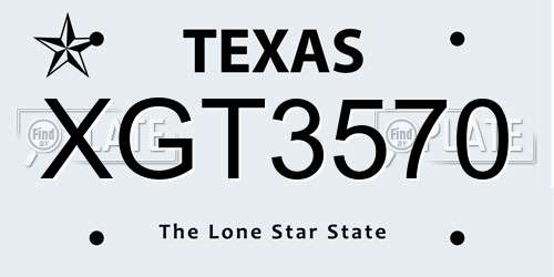 XGT3570 Texas License Plate