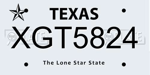 XGT5824 Texas License Plate