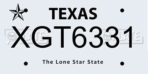 XGT6331 Texas License Plate
