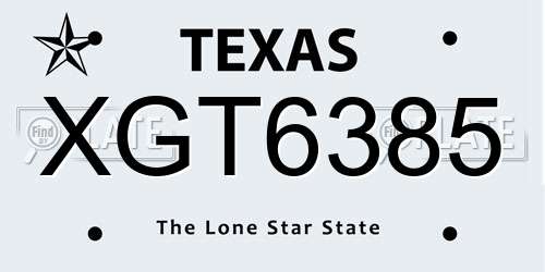 XGT6385 Texas License Plate