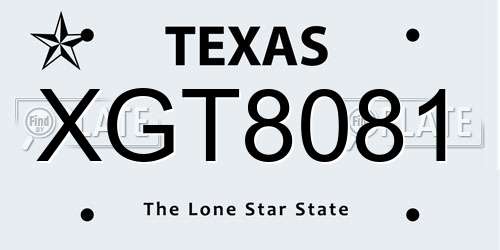 XGT8081 Texas License Plate